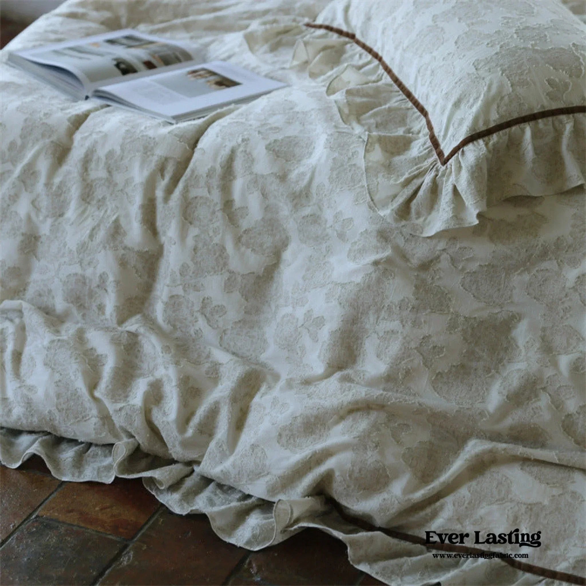 Hidden Garden Linen Cotton Floral Ruffle Bedding Set Ever Lasting
