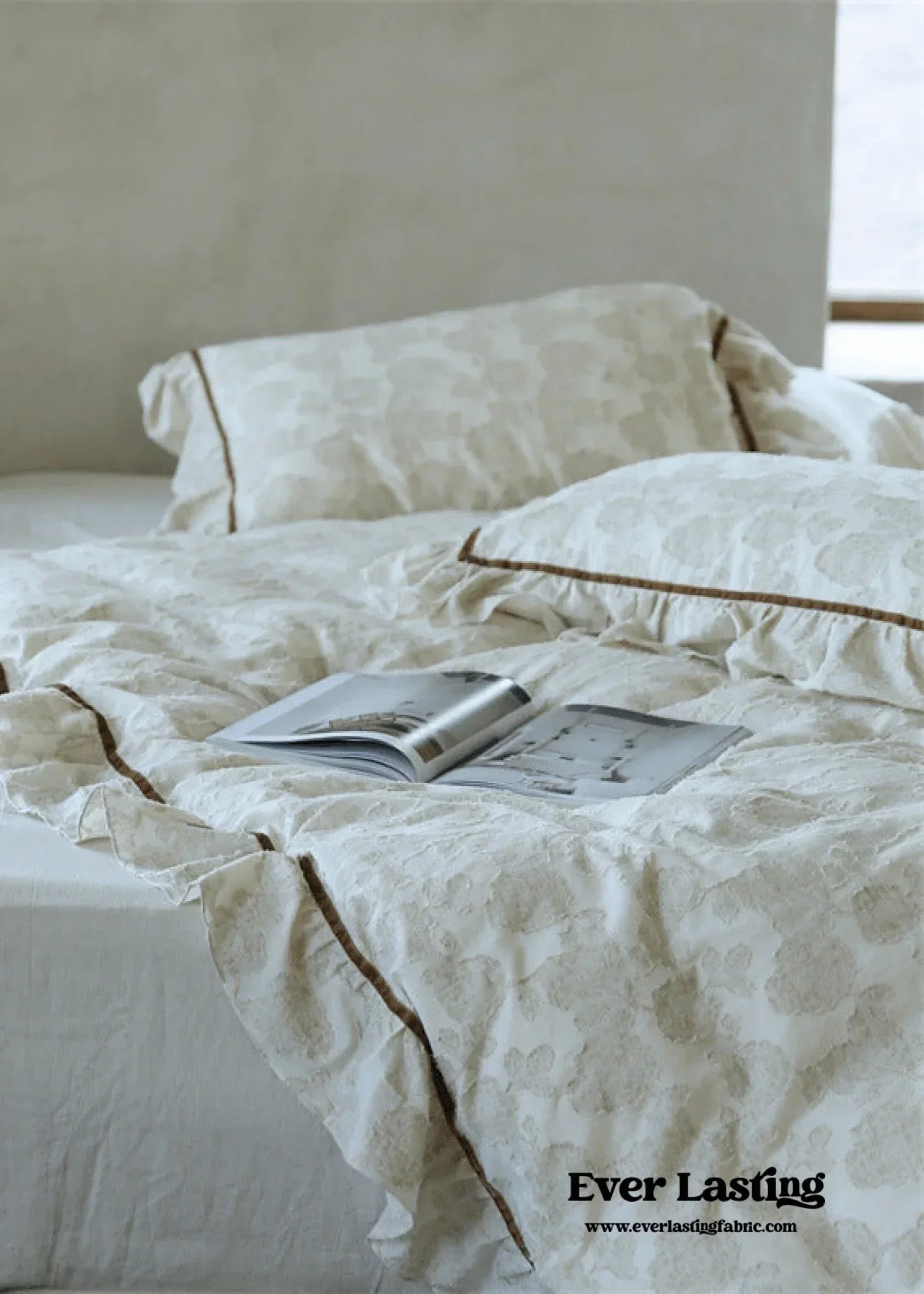 Hidden Garden Linen Cotton Floral Ruffle Bedding Set Ever Lasting