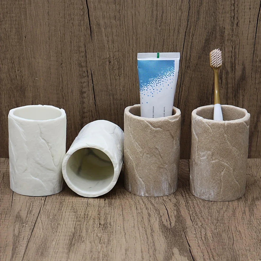 High-End Resin Bathroom Set with Empty Bottles for Hand Soap, Shampoo, and Various Lotions - Includes Toothbrush Holder, Mouthwash Cup, Soap Dish - Practical and Stylish Design, a Great Bathroom Kit, Bathroom Storage Cabinet, House Of Avana