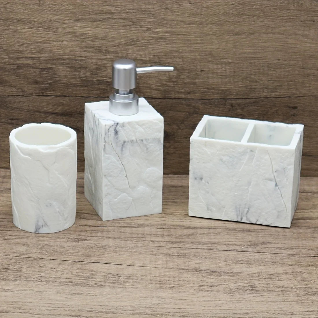 High-End Resin Bathroom Set with Empty Bottles for Hand Soap, Shampoo, and Various Lotions - Includes Toothbrush Holder, Mouthwash Cup, Soap Dish - Practical and Stylish Design, a Great Bathroom Kit, Bathroom Storage Cabinet, House Of Avana
