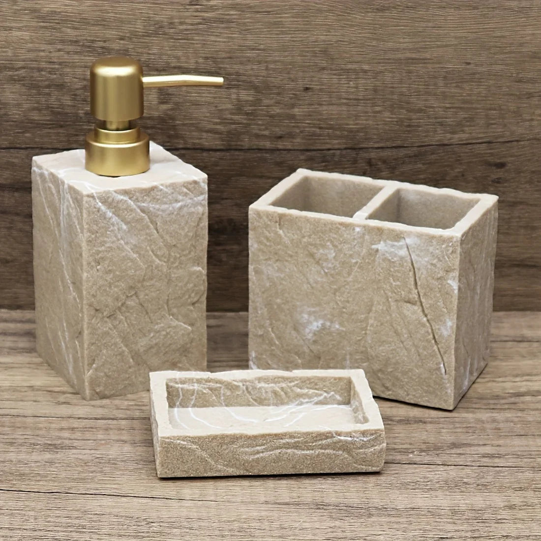 High-End Resin Bathroom Set with Empty Bottles for Hand Soap, Shampoo, and Various Lotions - Includes Toothbrush Holder, Mouthwash Cup, Soap Dish - Practical and Stylish Design, a Great Bathroom Kit, Bathroom Storage Cabinet, House Of Avana