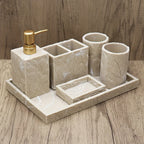 High-End Resin Bathroom Set with Empty Bottles for Hand Soap, Shampoo, and Various Lotions - Includes Toothbrush Holder, Mouthwash Cup, Soap Dish - Practical and Stylish Design, a Great Bathroom Kit, Bathroom Storage Cabinet, House Of Avana