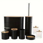 S Bathroom Accessories Set, Bamboo Bathroom Accessories Set Including Soap Dispenser, Toothbrush Holder,... - House Of Avana