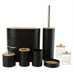 S Bathroom Accessories Set, Bamboo Bathroom Accessories Set Including Soap Dispenser, Toothbrush Holder,... - House Of Avana