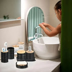 S Bathroom Accessories Set, Bamboo Bathroom Accessories Set Including Soap Dispenser, Toothbrush Holder,... - House Of Avana