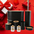 S Bathroom Accessories Set, Bamboo Bathroom Accessories Set Including Soap Dispenser, Toothbrush Holder,... - House Of Avana