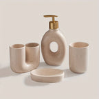 S Set, Ceramic Bathroom Set, U-shaped Toothbrush Holder, Mouthwash Cup, Soap Dish, Hand Wash Dispenser,... - House Of Avana