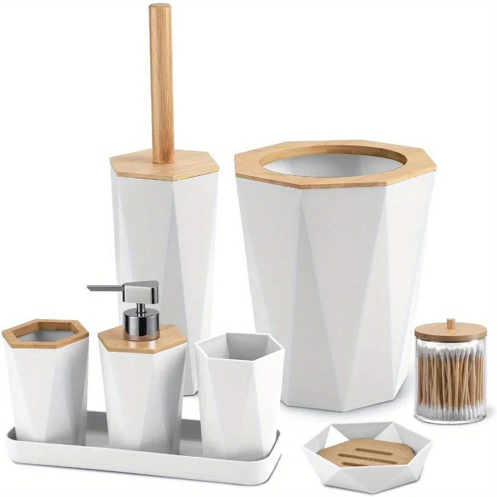 S Bathroom Accessory Sets - Includes Toothbrush Holder, Cup, Soap Dispenser, Dish, Swab Box, Lotion... - House Of Avana