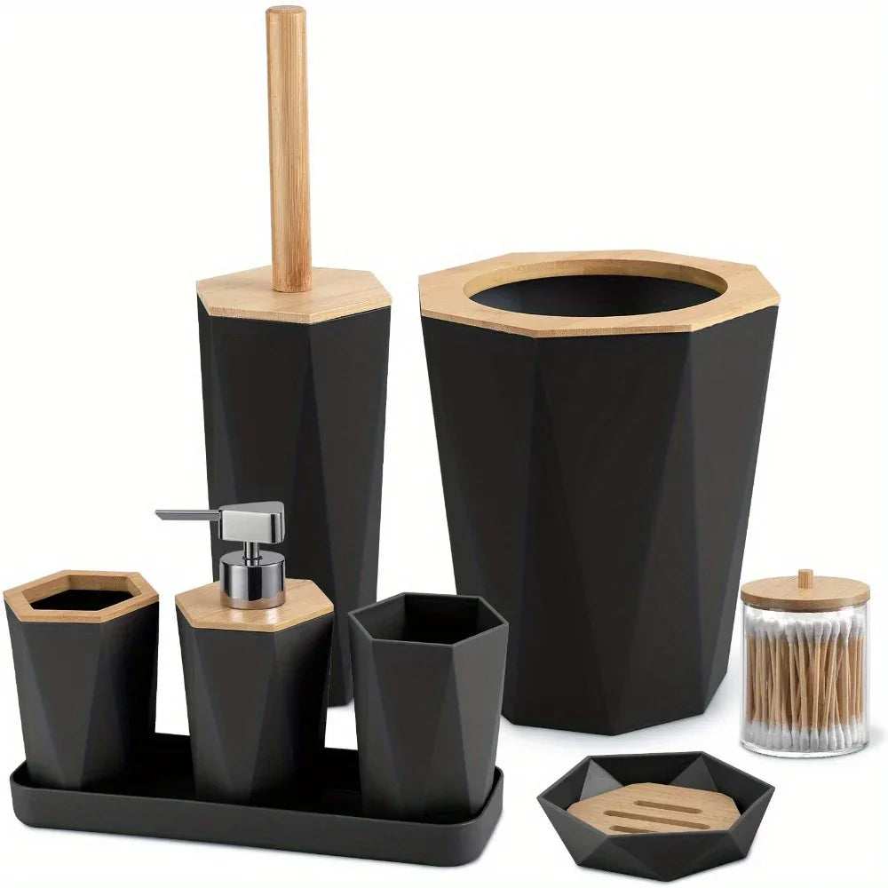 S Bathroom Accessory Sets - Includes Toothbrush Holder, Cup, Soap Dispenser, Dish, Swab Box, Lotion... - House Of Avana