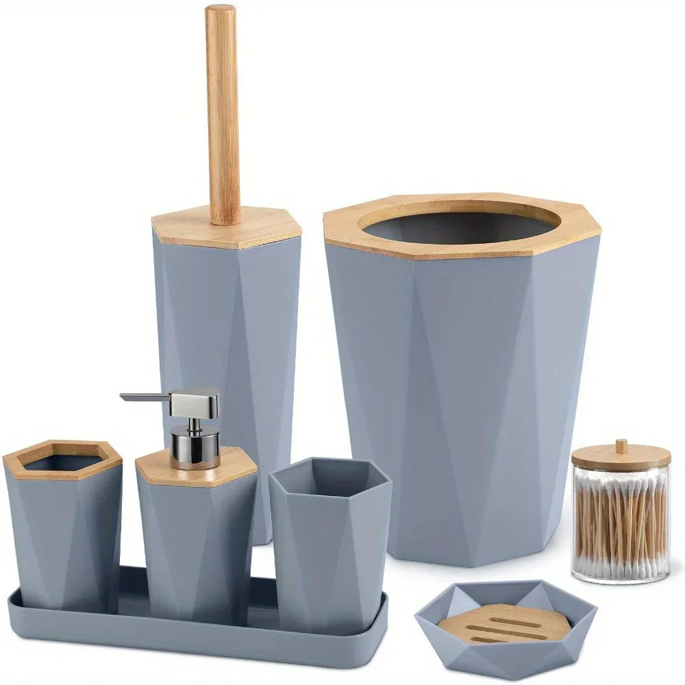 S Bathroom Accessory Sets - Includes Toothbrush Holder, Cup, Soap Dispenser, Dish, Swab Box, Lotion... - House Of Avana