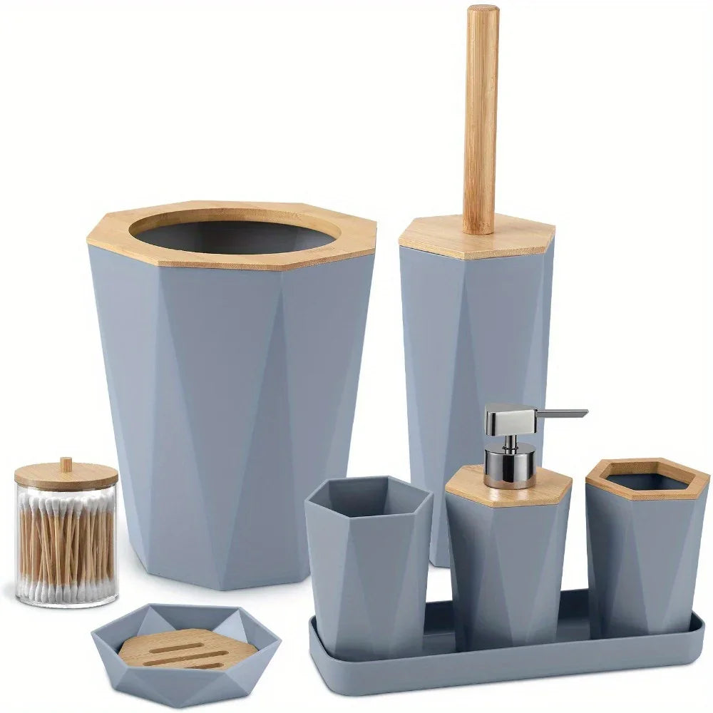 S Bathroom Accessory Sets - Includes Toothbrush Holder, Cup, Soap Dispenser, Dish, Swab Box, Lotion... - House Of Avana