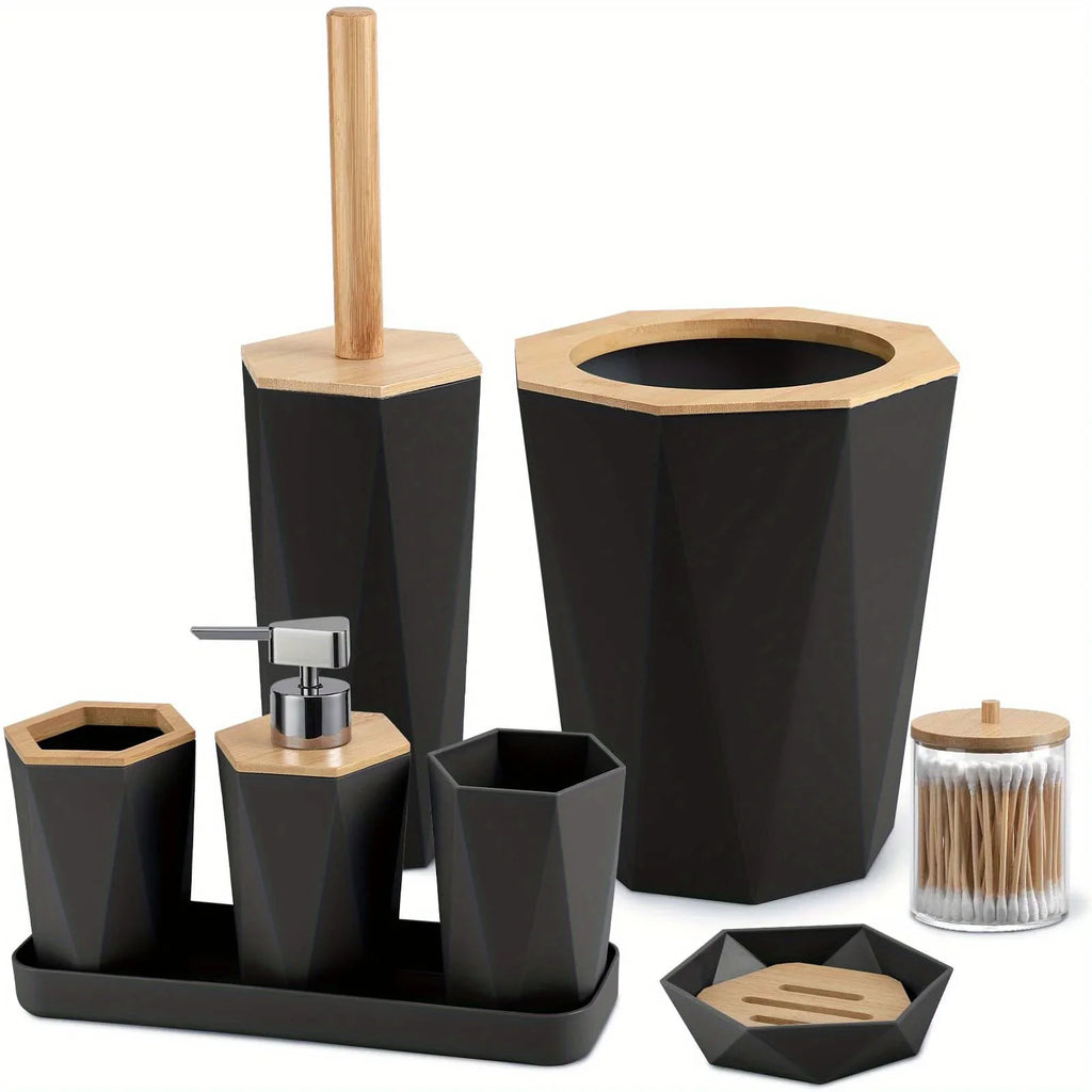 S Bathroom Accessory Sets - Includes Toothbrush Holder, Cup, Soap Dispenser, Dish, Swab Box, Lotion... - House Of Avana