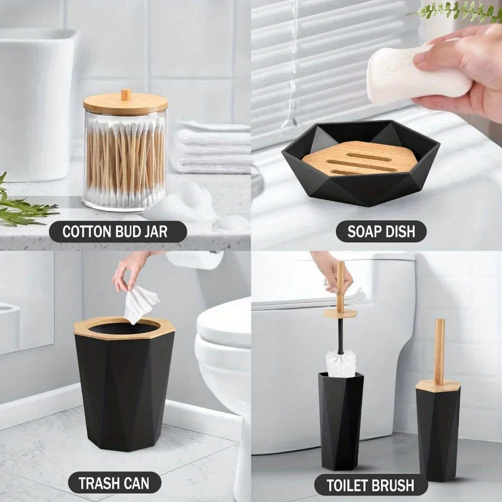 S Bathroom Accessory Sets - Includes Toothbrush Holder, Cup, Soap Dispenser, Dish, Swab Box, Lotion... - House Of Avana