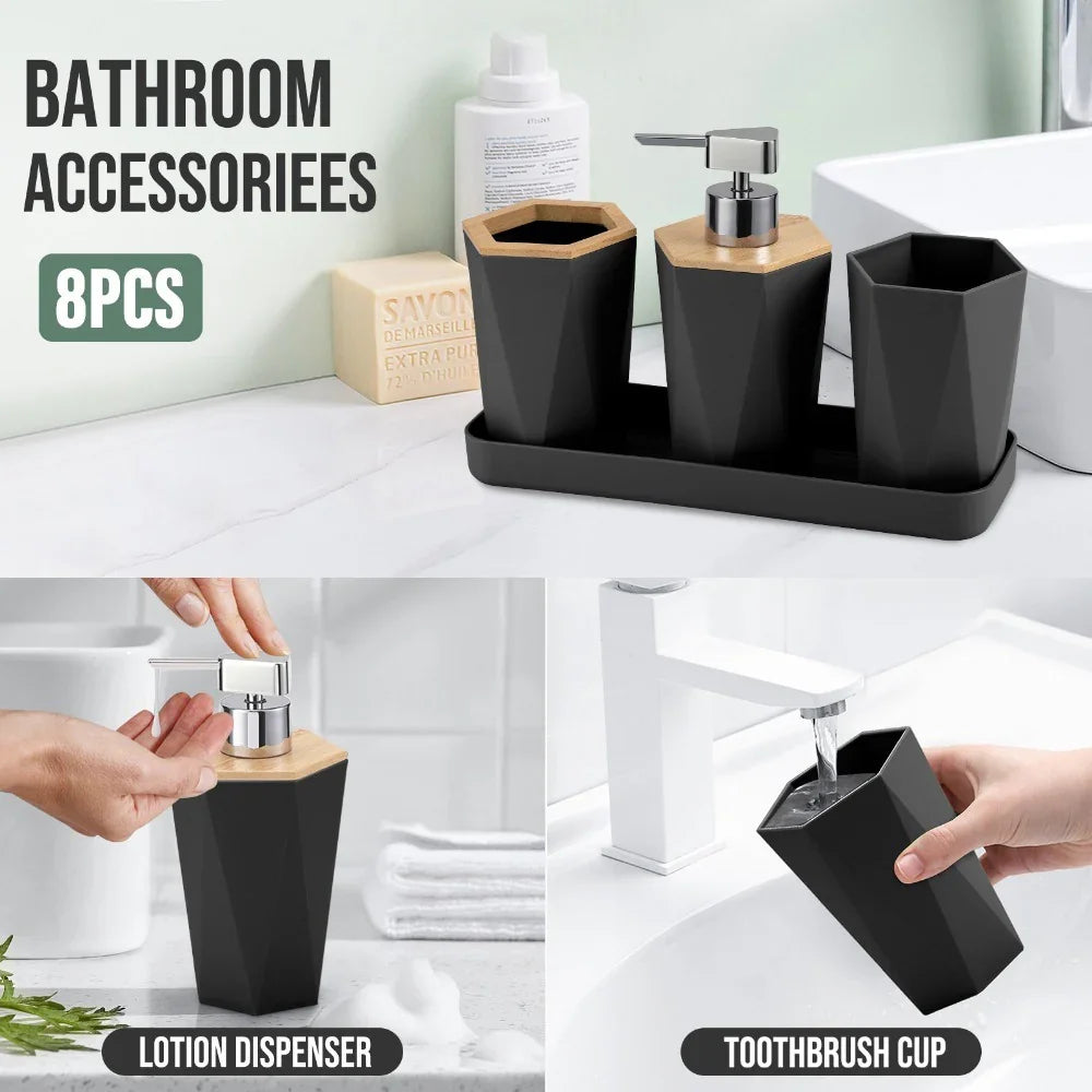 S Bathroom Accessory Sets - Includes Toothbrush Holder, Cup, Soap Dispenser, Dish, Swab Box, Lotion... - House Of Avana
