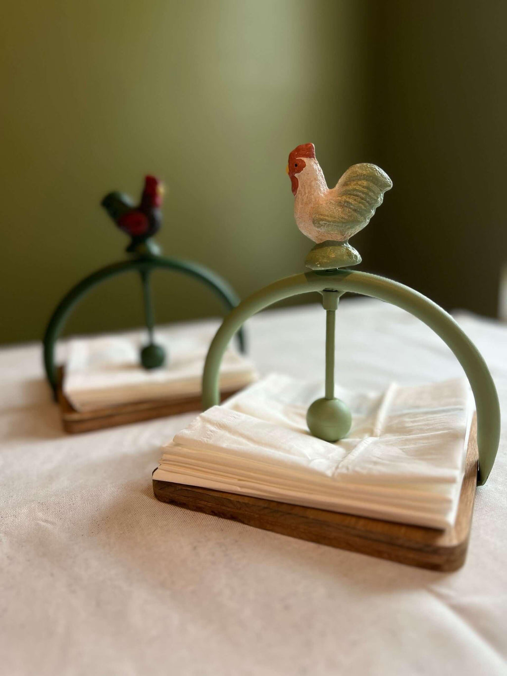 Farmhouse Rooster Napkin Holder, front view - House Of Avana