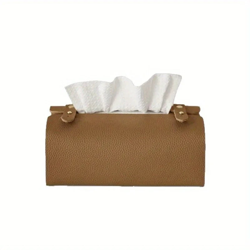 Tissue Box Holder - Luxury Faux Leather Small, close-up view - House Of Avana