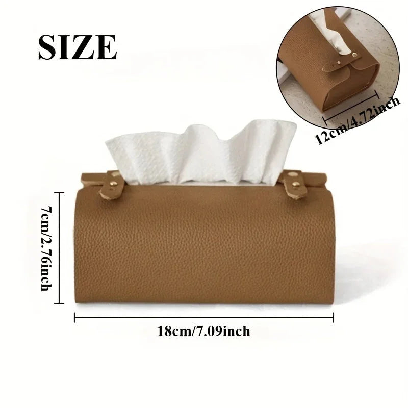 Tissue Box Holder - Luxury Faux Leather Small, detail shot - House Of Avana