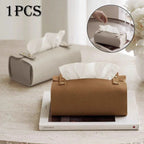 Tissue Box Holder - Luxury Faux Leather Small, side view - House Of Avana