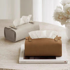 Tissue Box Holder - Luxury Faux Leather Small, top view - House Of Avana
