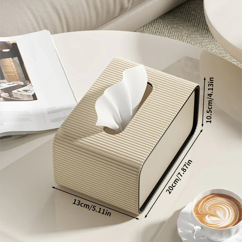 Tissue Box Holder - Luxury Leather Small, back view - House Of Avana