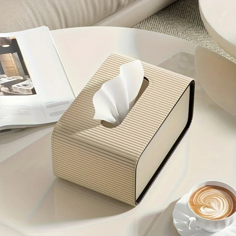 Tissue Box Holder - Luxury Leather Small, top view - House Of Avana