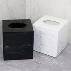 Tissue Box Holder - Luxury Marble, angled view - House Of Avana