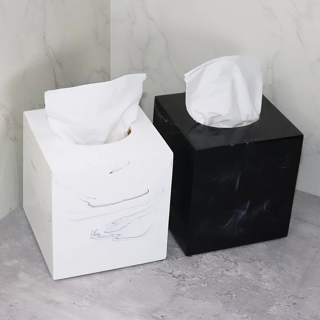 Tissue Box Holder - Luxury Marble, back view - House Of Avana