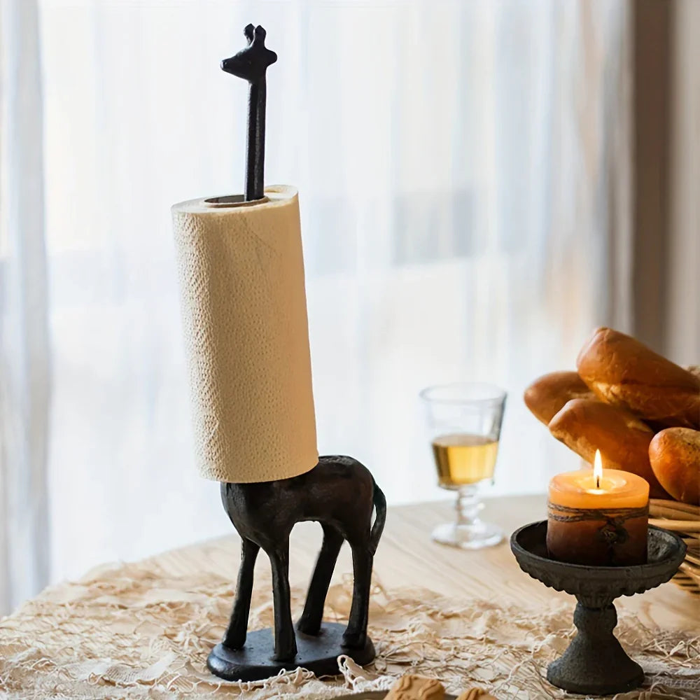 Tissue Holder - Modern Metal Giraffe, back view - House Of Avana