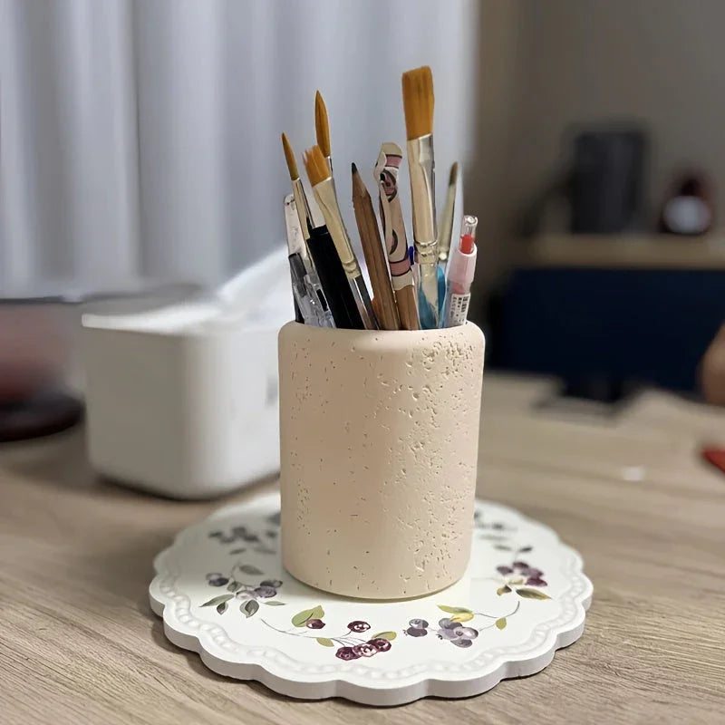 Bohemian Style Pen Holder with Stone Pattern, Multi-functional Desktop Organizer for Office Desk, Cute... - House Of Avana