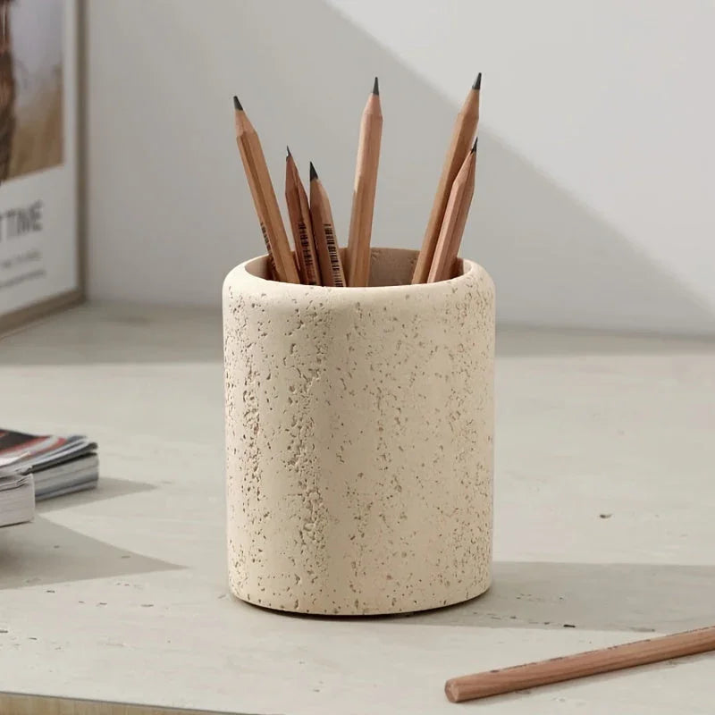 Bohemian Style Pen Holder with Stone Pattern, Multi-functional Desktop Organizer for Office Desk, Cute... - House Of Avana