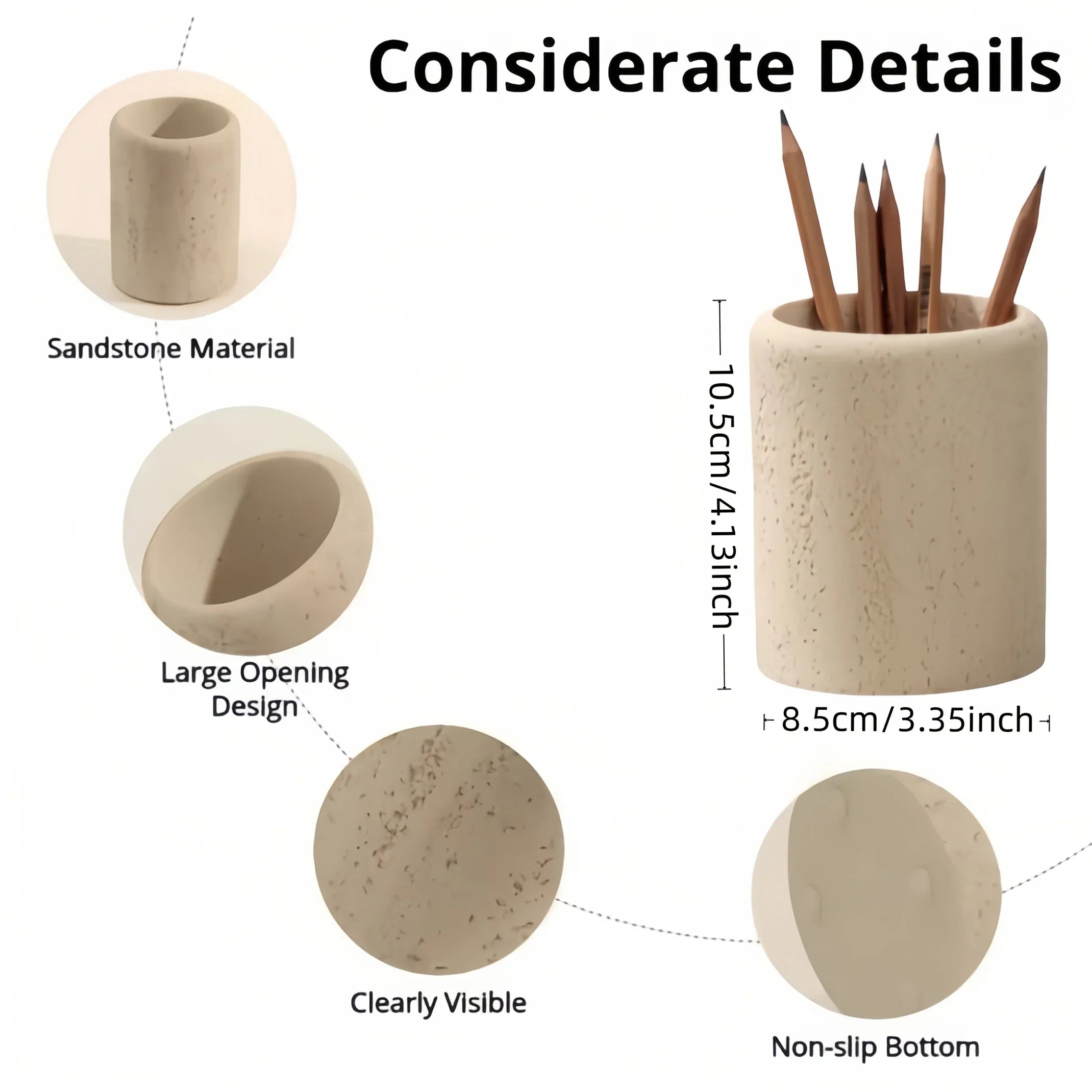 Bohemian Style Pen Holder with Stone Pattern, Multi-functional Desktop Organizer for Office Desk, Cute... - House Of Avana