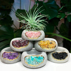 Amazonite Crystal Geode Air Plant Holder Natural Stone Planter, front view - House Of Avana