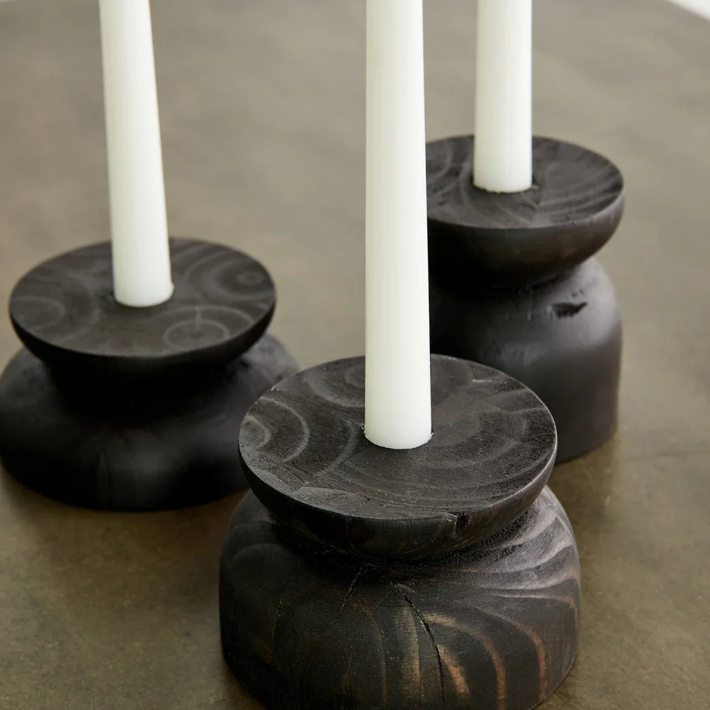 Organic Wood Taper Candlestick Holder - House Of Avana