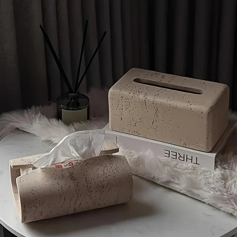 Tissue Box Holder - Modern Wooden Small, side view - House Of Avana