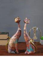 Home Decor Nordic Graffiti Art Oil Painting Cat Decoration Resin Abstract Ornament Figurines Bedroom Desktop Porch Cat Sculpture - House Of Avana