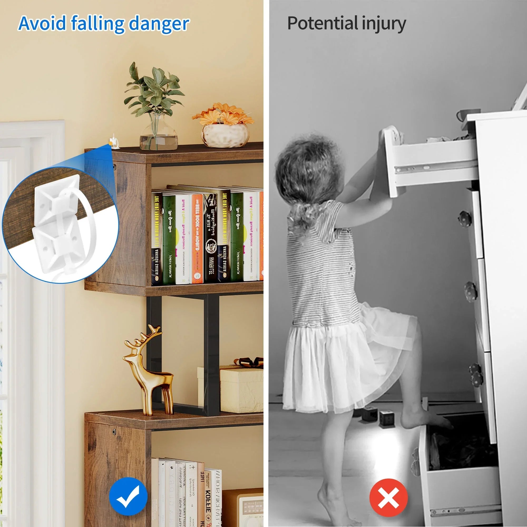 Homshop 6- Tier Geometric Bookcase Modern S- Shaped Bookshelf Storage Display Living Room House Of Avana