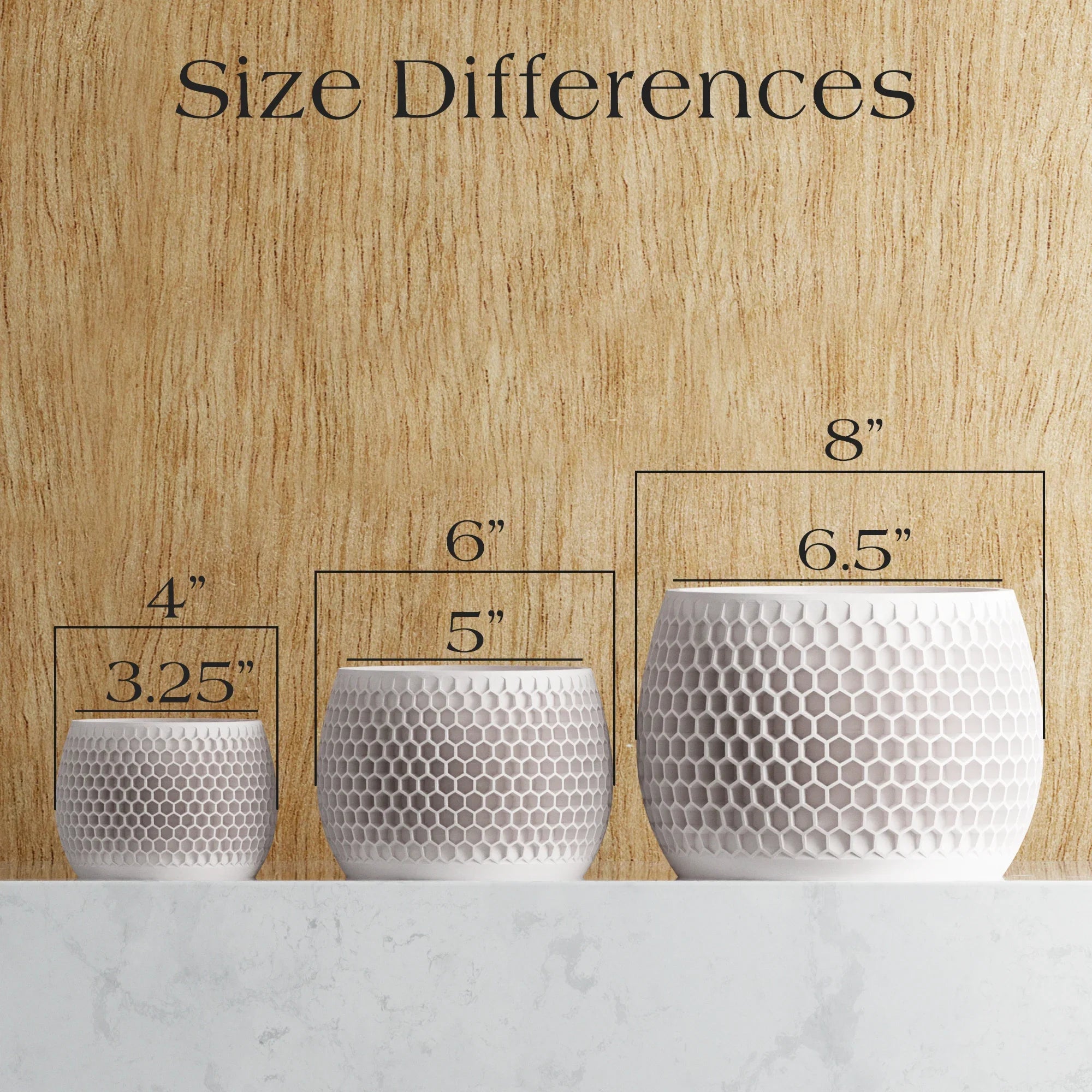 White ceramic honeycomb planter, textured design - House of Avana