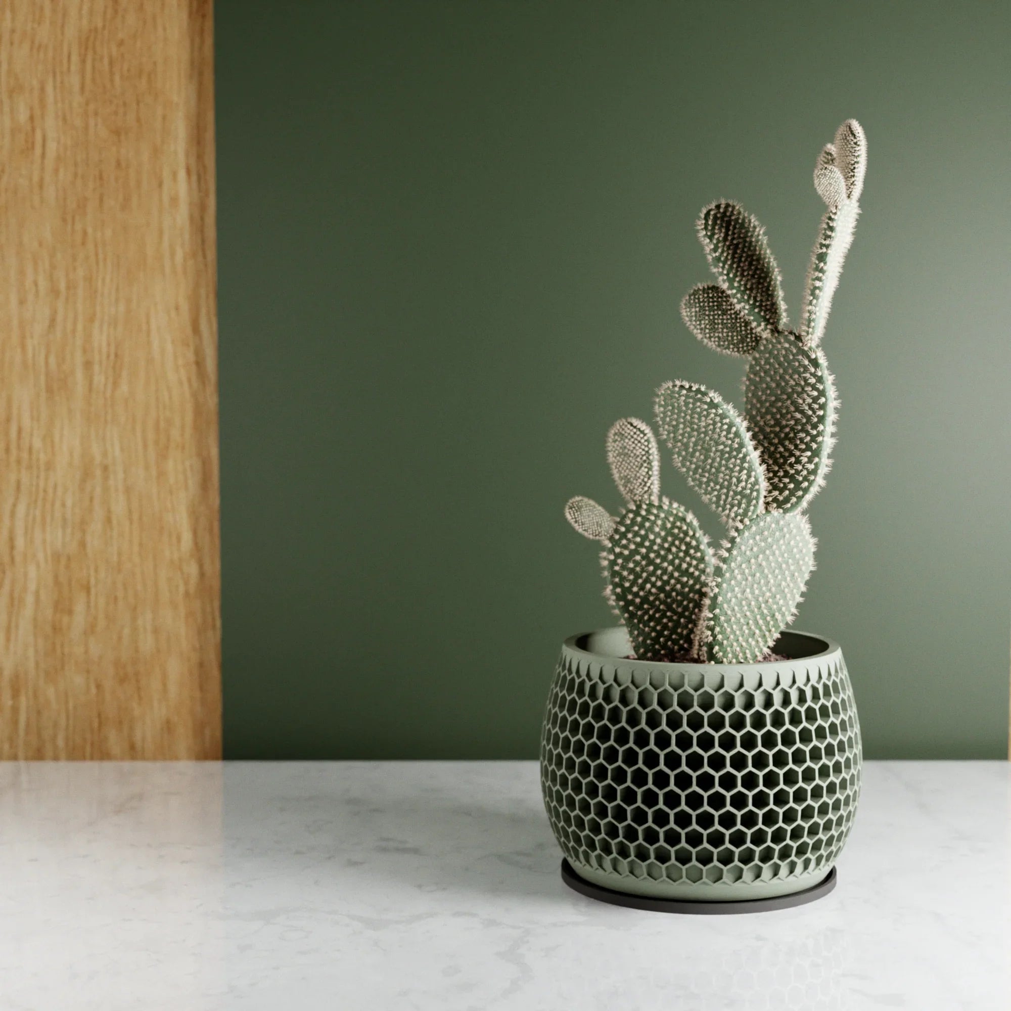 White ceramic honeycomb planter, textured design - House of Avana