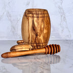 Olive Wood Honey Pot w/Honey Dipper Choixe
