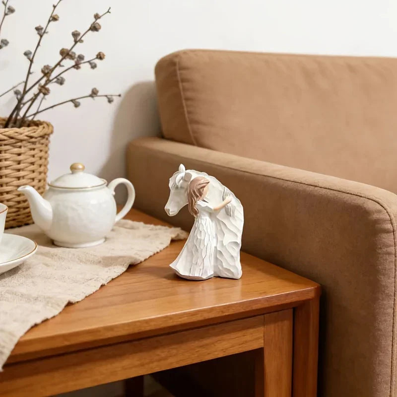 Horse Figurine - Ceramic Girl Decoration