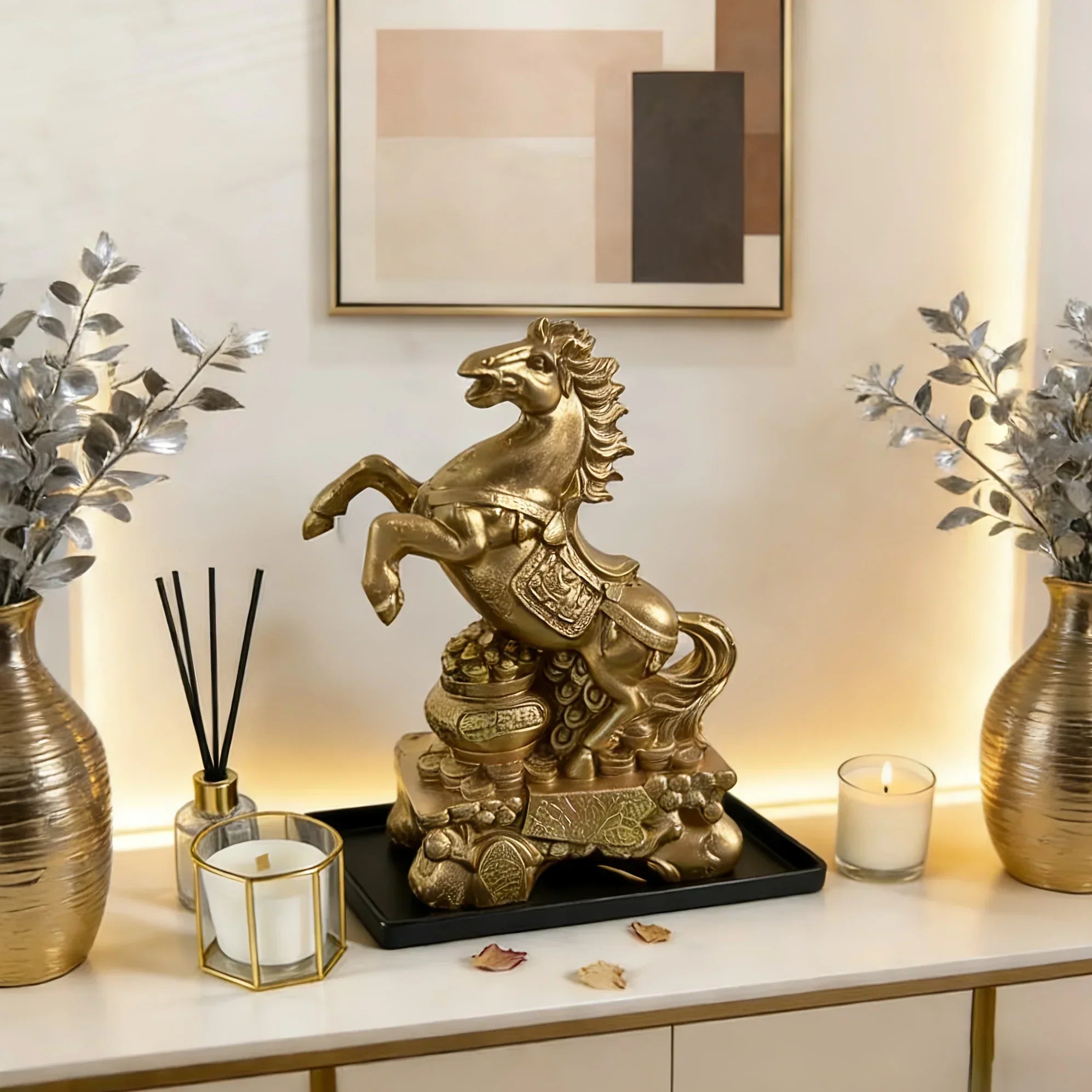 Horse Figurine - Chinese Prancing Bronze Statue