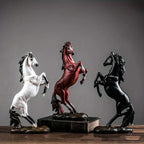 Majestic Black & White Horse Figurines - Exquisite Craftsmanship For Home Decor - Striking Standing Sculptures, Perfect For Desks, Bars & Wine Cabinets - House Of Avana