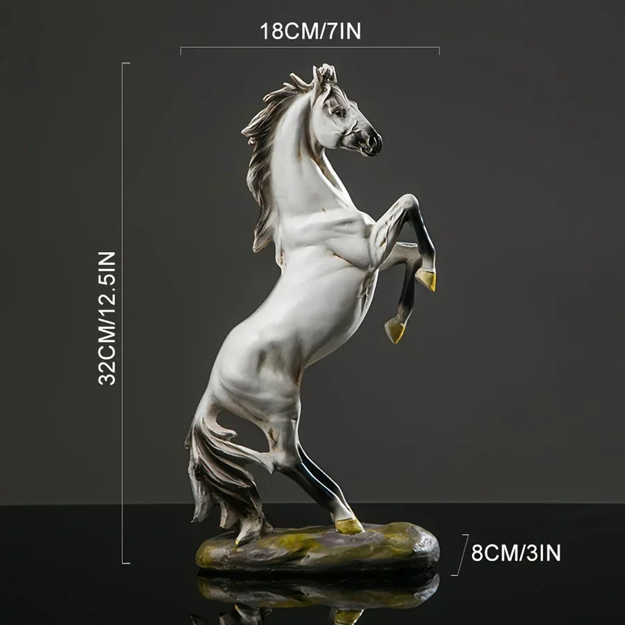Majestic Black & White Horse Figurines - Exquisite Craftsmanship For Home Decor - Striking Standing Sculptures, Perfect For Desks, Bars & Wine Cabinets - House Of Avana