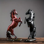 Majestic Black & White Horse Figurines - Exquisite Craftsmanship For Home Decor - Striking Standing Sculptures, Perfect For Desks, Bars & Wine Cabinets - House Of Avana