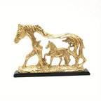 Bronze horse and foal figurine, intricate metalwork design - House of Avana