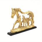 Bronze horse and foal figurine, intricate metalwork design - House of Avana