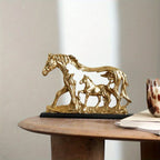 Bronze horse and foal figurine, intricate metalwork design - House of Avana