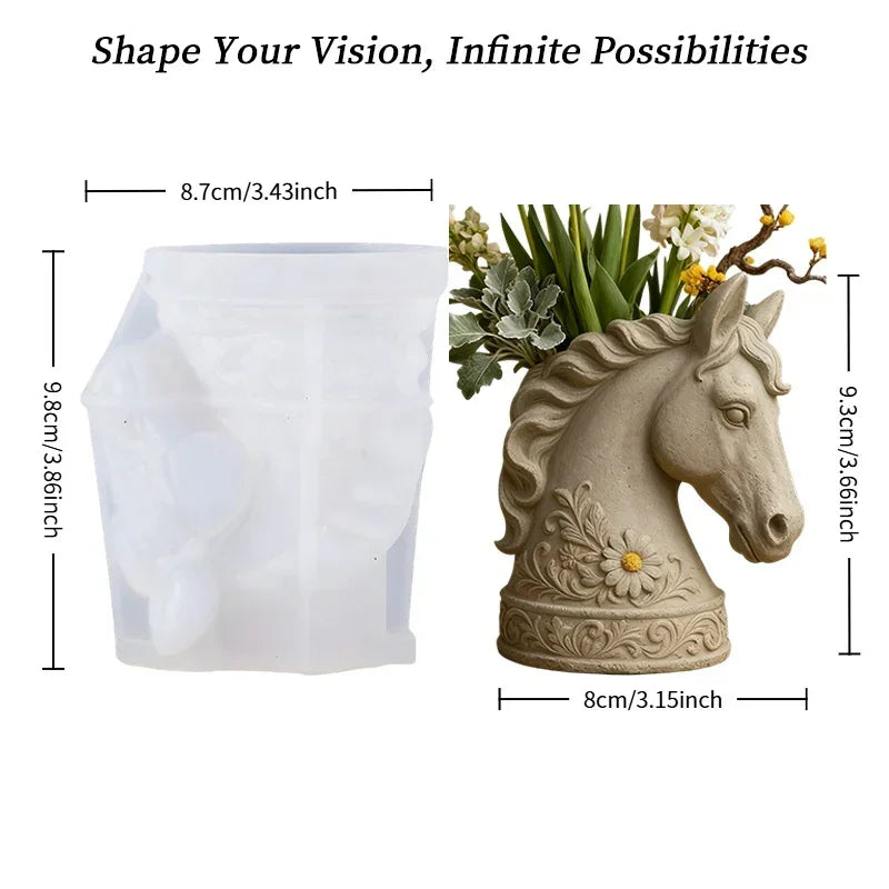 Horse Head - Floral Design White