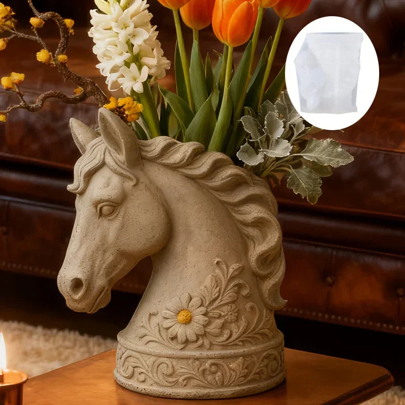 Horse Head - Floral Design White