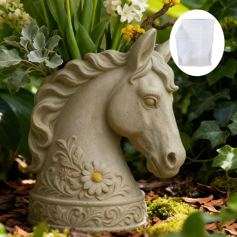 Horse Head - Floral Design White